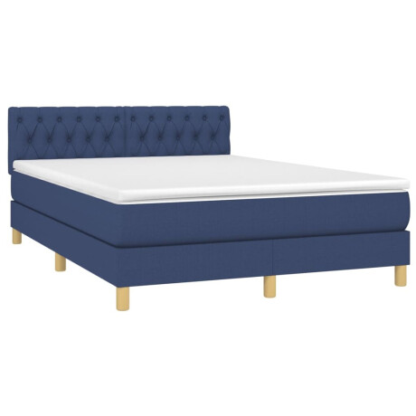 vidaXL Boxspring met matras en LED stof blauw 140x200 cm afbeelding3 - 1