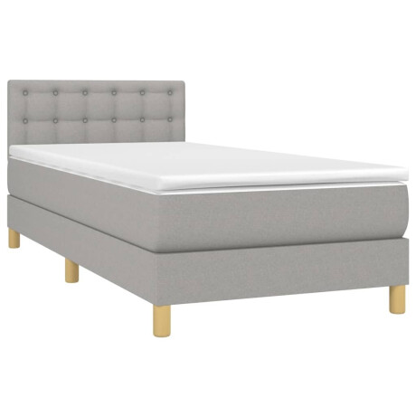 vidaXL Boxspring met matras en LED stof lichtgrijs 90x190 cm afbeelding3 - 1