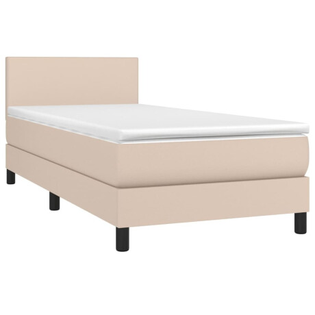vidaXL Boxspring met matras en LED kunstleer cappuccinokleur 90x190 cm afbeelding3 - 1