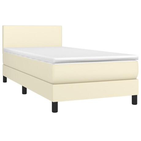 vidaXL Boxspring met matras en LED kunstleer crèmekleurig 90x200 cm afbeelding3 - 1