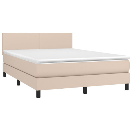 vidaXL Boxspring met matras en LED kunstleer cappuccinokleur 140x200cm afbeelding3 - 1