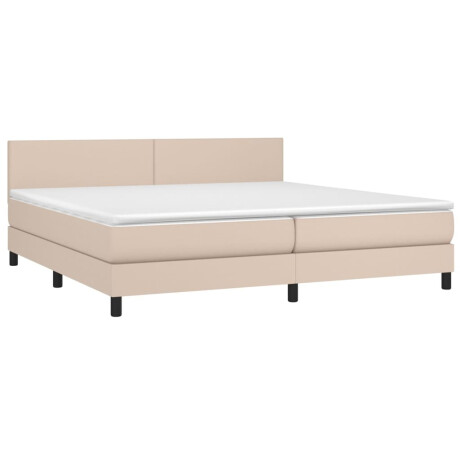 vidaXL Boxspring met matras en LED kunstleer cappuccinokleur 200x200cm afbeelding3 - 1
