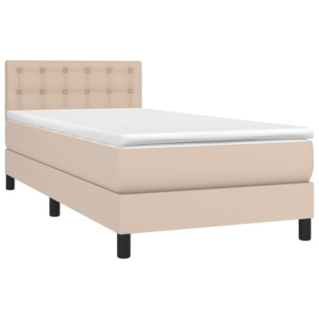 vidaXL Boxspring met matras en LED kunstleer cappuccinokleur 90x190 cm afbeelding3 - 1