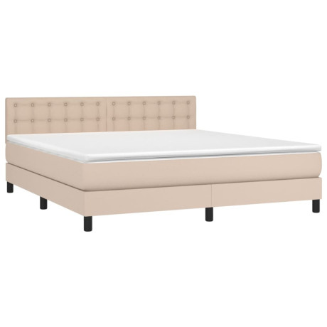 vidaXL Boxspring met matras en LED kunstleer cappuccinokleur 180x200cm afbeelding3 - 1