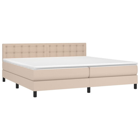 vidaXL Boxspring met matras en LED kunstleer cappuccinokleur 200x200cm afbeelding3 - 1