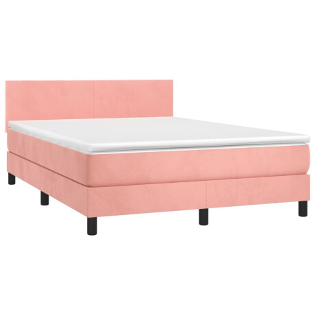 vidaXL Boxspring met matras en LED fluweel roze 140x200 cm afbeelding3 - 1