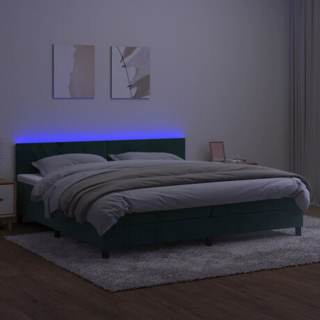 vidaXL Boxspring met matras en LED fluweel donkergroen 200x200 cm afbeelding3 - 1