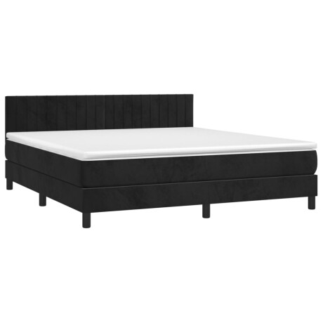 vidaXL Boxspring met matras en LED fluweel zwart 160x200 cm afbeelding3 - 1
