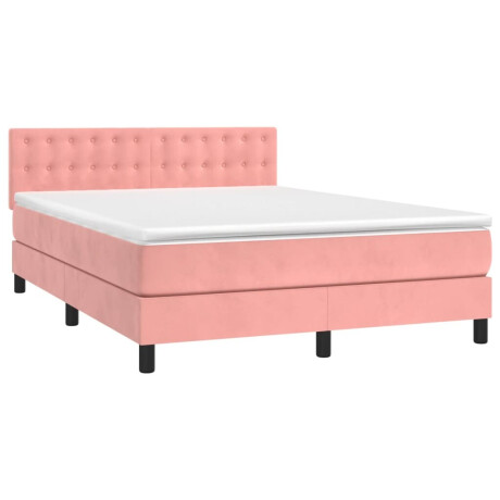 vidaXL Boxspring met matras en LED fluweel roze 140x200 cm afbeelding3 - 1