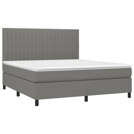 vidaXL Boxspring met matras en LED stof donkergrijs 160x200 cm afbeelding3 - 1