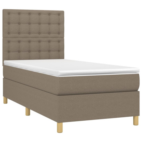 vidaXL Boxspring met matras en LED stof taupe 80x200 cm afbeelding3 - 1