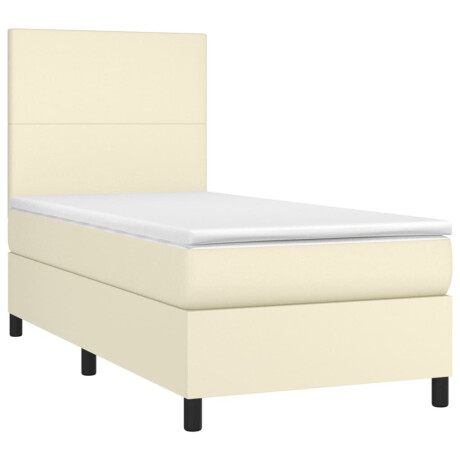 vidaXL Boxspring met matras en LED kunstleer crèmekleurig 100x200 cm afbeelding3 - 1
