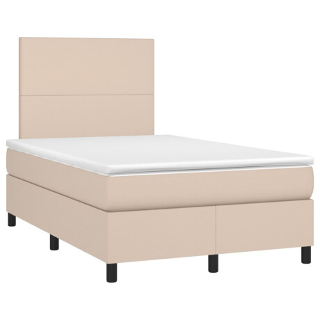 vidaXL Boxspring met matras en LED kunstleer cappuccinokleur 120x200cm afbeelding3 - 1