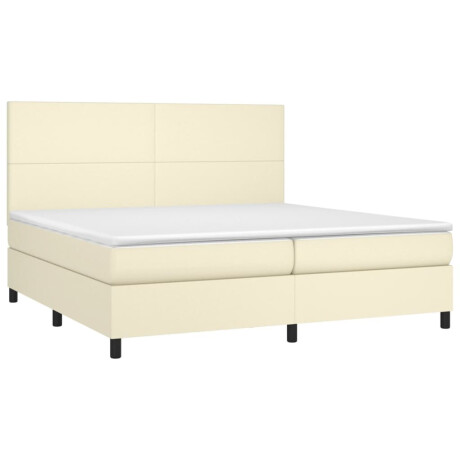 vidaXL Boxspring met matras en LED kunstleer crèmekleurig 200x200 cm afbeelding3 - 1