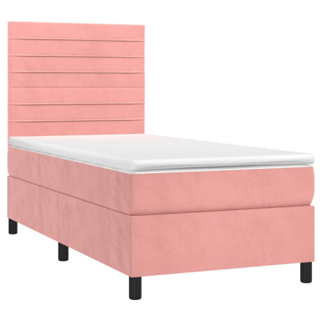 vidaXL Boxspring met matras en LED fluweel roze 90x200 cm afbeelding3 - 1