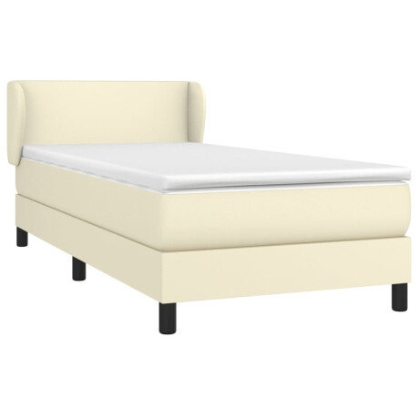 vidaXL Boxspring met matras kunstleer crèmekleurig 90x200 cm afbeelding3 - 1