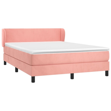 vidaXL Boxspring met matras fluweel roze 140x200 cm afbeelding3 - 1