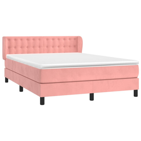 vidaXL Boxspring met matras fluweel roze 140x200 cm afbeelding3 - 1