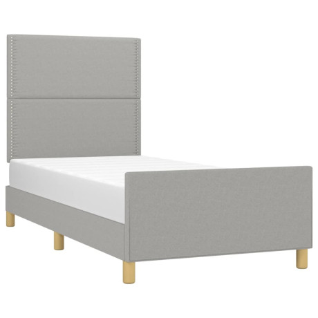 vidaXL Bedframe met hoofdbord stof lichtgrijs 90x190 cm afbeelding3 - 1