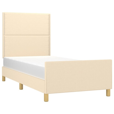 vidaXL Bedframe zonder matras 90x200 cm stof crèmekleurig afbeelding3 - 1