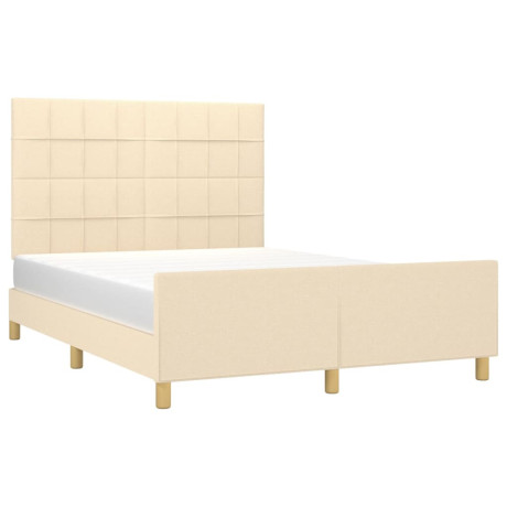 vidaXL Bedframe met hoofdeinde stof crèmekleurig 140x200 cm afbeelding3 - 1