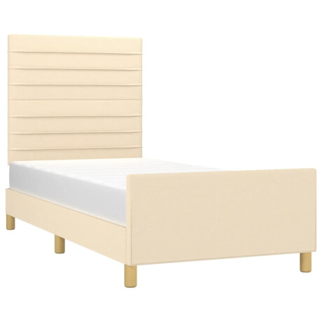 vidaXL Bedframe zonder matras 100x200 cm stof crèmekleurig afbeelding3 - 1