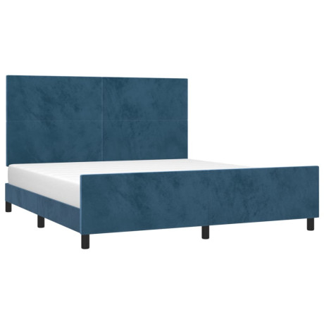 vidaXL Bedframe zonder matras 160x200 cm fluweel donkerblauw afbeelding3 - 1