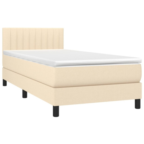 vidaXL Boxspring met matras stof crèmekleurig 80x200 cm afbeelding3 - 1