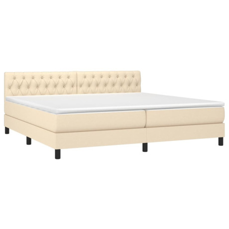 vidaXL Boxspring met matras stof crèmekleurig 200x200 cm afbeelding3 - 1
