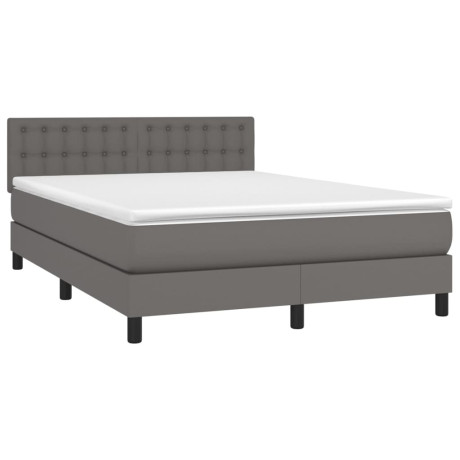 vidaXL Boxspring met matras kunstleer grijs 140x190 cm afbeelding3 - 1