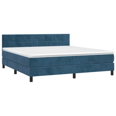 vidaXL Boxspring met matras fluweel donkerblauw 160x200 cm afbeelding3 - 1