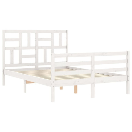 vidaXL Bedframe met hoofdbord massief hout wit 140x200 cm afbeelding3 - 1