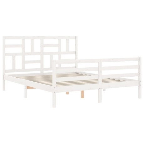 vidaXL Bedframe met hoofdbord massief hout wit 160x200 cm afbeelding3 - 1