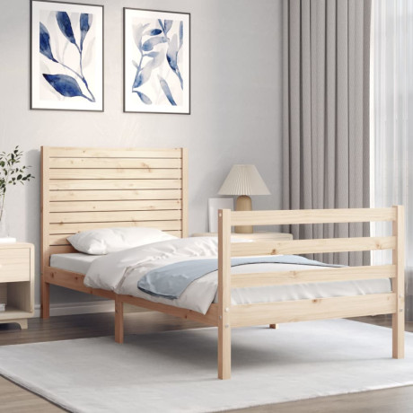 vidaXL Bedframe met hoofdbord massief hout afbeelding3 - 1