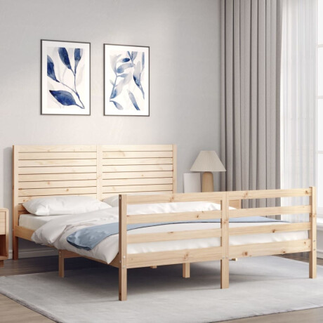 vidaXL Bedframe met hoofdbord massief hout 160x200 cm afbeelding3 - 1