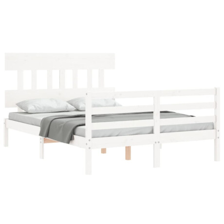 vidaXL Bedframe met hoofdbord massief hout wit 140x190 cm afbeelding3 - 1
