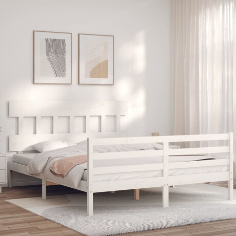 vidaXL Bedframe met hoofdbord massief hout wit 160x200 cm afbeelding3 - 1