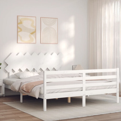 vidaXL Bedframe met hoofdbord massief hout wit 160x200 cm afbeelding3 - 1