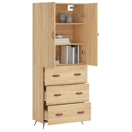 vidaXL Hoge kast 69,5x34x180 cm bewerkt hout sonoma eikenkleurig afbeelding3 - 1
