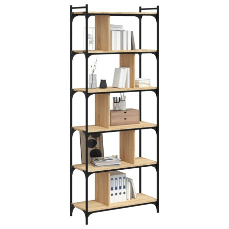 vidaXL Boekenkast 6-laags 76x32x192 cm bewerkt hout sonoma eikenkleur afbeelding3 - 1