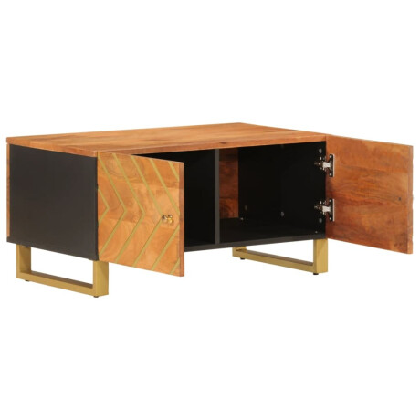 vidaXL Salontafel 80x50x40 cm massief mangohout bruin en zwart afbeelding3 - 1