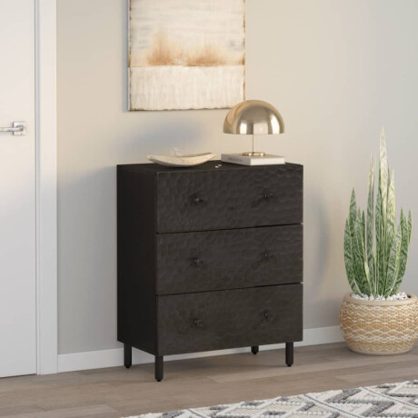 vidaXL Bijzetkast 60x33x75 cm massief mangohout zwart afbeelding3 - 1