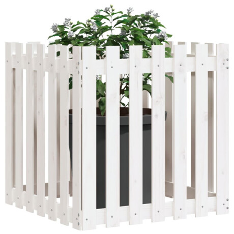 vidaXL Plantenbak met hekontwerp 70x70x70 cm massief grenenhout wit afbeelding3 - 1