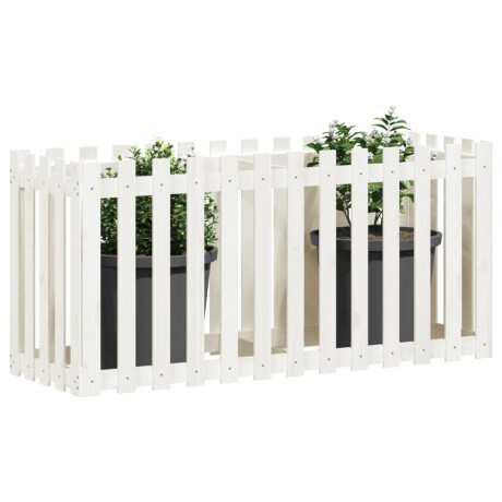 vidaXL Plantenbak verhoogd hekontwerp 150x50x70 cm grenenhout wit afbeelding3 - 1