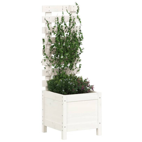 vidaXL Plantenbak met rek 39x39,5x114 cm massief grenenhout wit afbeelding3 - 1