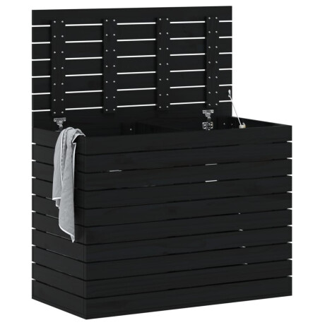 vidaXL Wasmand 88,5x44x66 cm massief grenenhout zwart afbeelding3 - 1