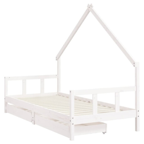 vidaXL Kinderbedframe met lades 90x190 cm massief grenenhout wit afbeelding3 - 1