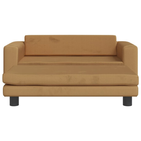 vidaXL Kinderbank met voetensteun 100x50x30 cm fluweel bruin afbeelding3 - 1