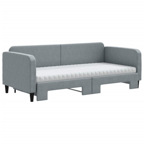 vidaXL Slaapbank onderschuifbed en matrassen 90x190 cm stof lichtgrijs afbeelding3 - 1