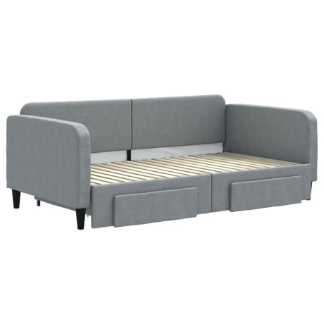 vidaXL Slaapbank met onderschuifbed en lades 90x190 cm stof lichtgrijs afbeelding3 - 1